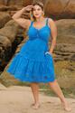 Vestido Plus Size Curto Detalhe em Laise Azul