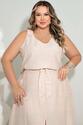 Conjunto Plus Size Saia Longa E Regata Nude