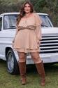 Conjunto Ciganinha E Short Saia Bege