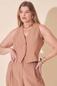 Conjunto Plus Size Colete e Calça Bege