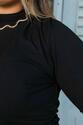 Blusa Plus Size Canelada Com Pregas Preta