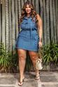 Conjunto Plus Size Bolsos Cargo Pesponto Azul