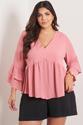 Blusa Plus Size Flora Decote V Rosa