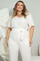 Blusa Plus Size Manga Curta Off White