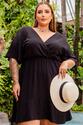 Vestido Plus Size Busto Transpassado Preto