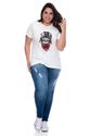T-shirt Plus Size Cat Branca