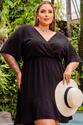 Vestido Plus Size Busto Transpassado Preto