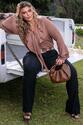 Blusa Plus Size Com Amarril Marrom