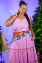 Conjunto Plus Size Regata e Saia Rosa