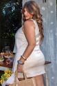 Conjunto Plus Size Linho Com Elastano Cru