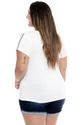 T-shirt Plus Size Off White com Listras Neon