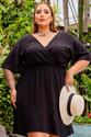 Vestido Plus Size Busto Transpassado Preto