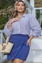Short Plus Size Transpassado Bergamo Azul
