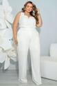 Calça Plus Size Vincos Frontais Off White