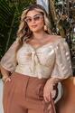 Blusa Ciganinha Plus Size Jasmim Bege