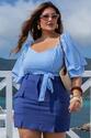 Cropped Plus Size Listrado Azul