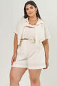 Camisa Cropped Plus Size Off White