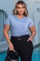 T-shirt Plus Size Pérola - Azul