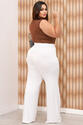 Calça Plus Size Pantalona em Moletinho Off White