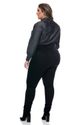 Calça Plus Size Skinny Sarja Preta com Lycra Cinta Modeladora