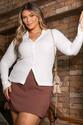 Blusa Plus Size Canelada Com Botoes Off - Off White