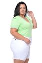 Blusa Plus Size Lisa Decote V Detalhes em Renda Verde