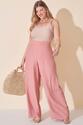 Conjunto Plus Size Blusa Manga Nula e Calça Rose