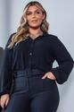 Camisa Plus Size Preta Maquinetada