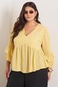 Blusa Plus Size Flora Decote V Amarela