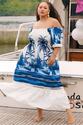 Vestido Azul Plus Size Longo Estampado