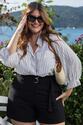Camisa Plus Size Listras Itália Branca