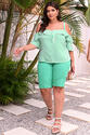Blusa Plus Size Ciganinha Listrada Verde