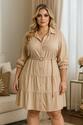 Vestido Chemise Plus Size Abotoamento Frontal - NUDE