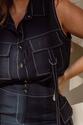 Conjunto Plus Size Bolsos Cargo Pesponto Preto