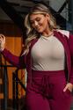 Conjunto Plus Size Jaqueta e Calça Moletinho Vinho