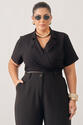 Conjunto Plus Size Stef Blusa e Calça Preto