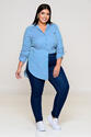 Maxi Camisa Plus Size Listrada Azul