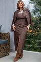 Jaqueta Plus Size em corino com zíper marrom