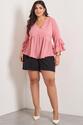Blusa Plus Size Flora Decote V Rosa