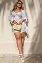 Camisa e Cropped Plus Size Listrado Azul
