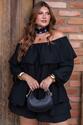 Conjunto Ciganinha e Shorts Saia Preto