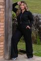 Jaqueta e Regata Plus Size em Suede Preta