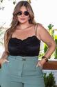Cropped Plus Size Renda Preto