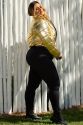 Jaqueta Plus Size Puffer Metalizada Dourada