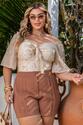 Blusa Ciganinha Plus Size Jasmim Bege