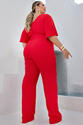 Macacão Plus Size Busto Transpassado Vermelho