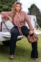 Blusa Plus Size Com Amarril Marrom