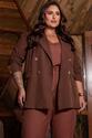 Blazer Plus Size Alfaiataria Classico Marrom