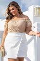 Blusa Ciganinha Plus Size Laise Bege