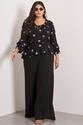Blusa Plus Size Shell Manga Longa - Preto